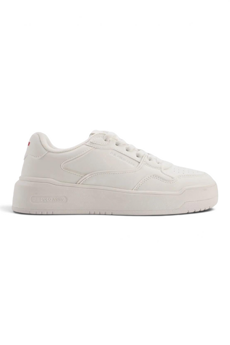 Sporline U.S. Polo Assn. beyaz kadın sneaker, yan profilden görünüm, günlük spor ayakkabı tasarımı.