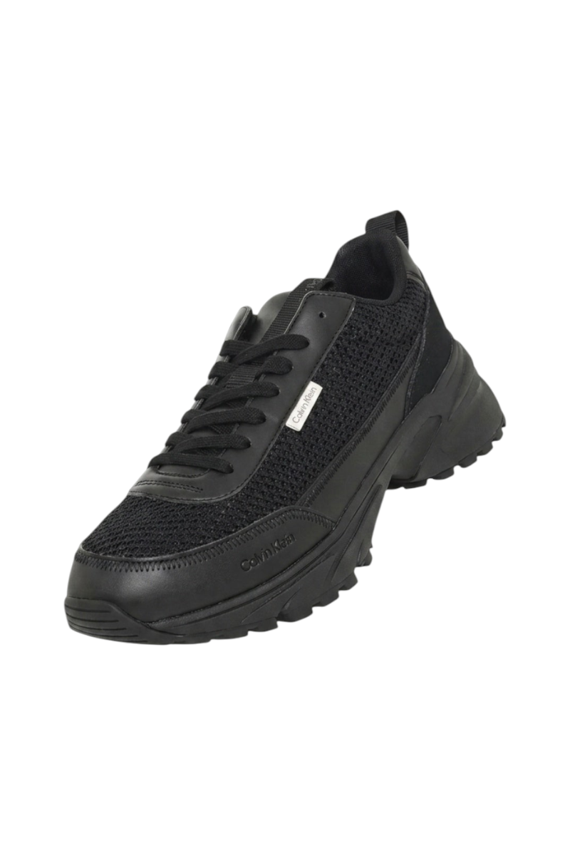 Sporline Calvin Klein siyah polyester erkek sneaker ayakkabı, file detaylı modern tasarım