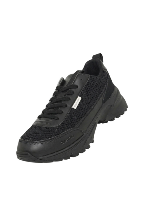 Sporline Calvin Klein siyah polyester erkek sneaker ayakkabı, file detaylı modern tasarım