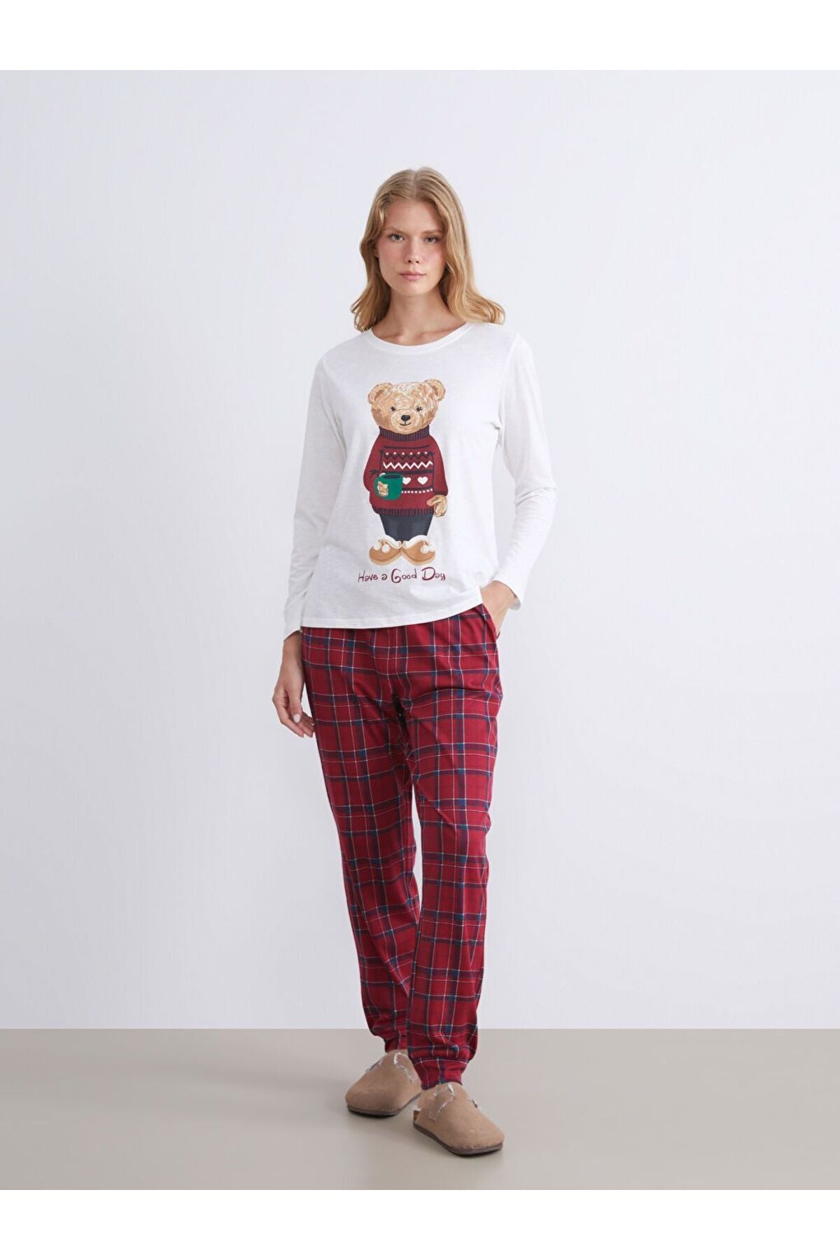 LC Waikiki Kadın Pijama Takımı W5FE07D8 - Bordo