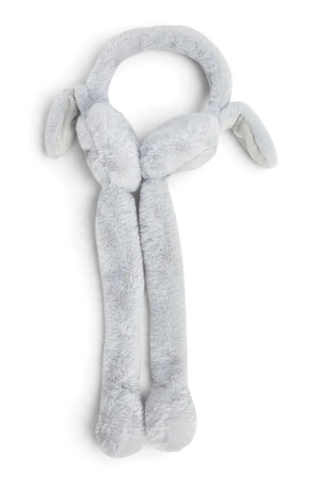 Sporline LC Waikiki çocuk açık gri peluş kulaklıklı saç bandı, yumuşak polyester dokulu ve uzun detaylı tasarım.