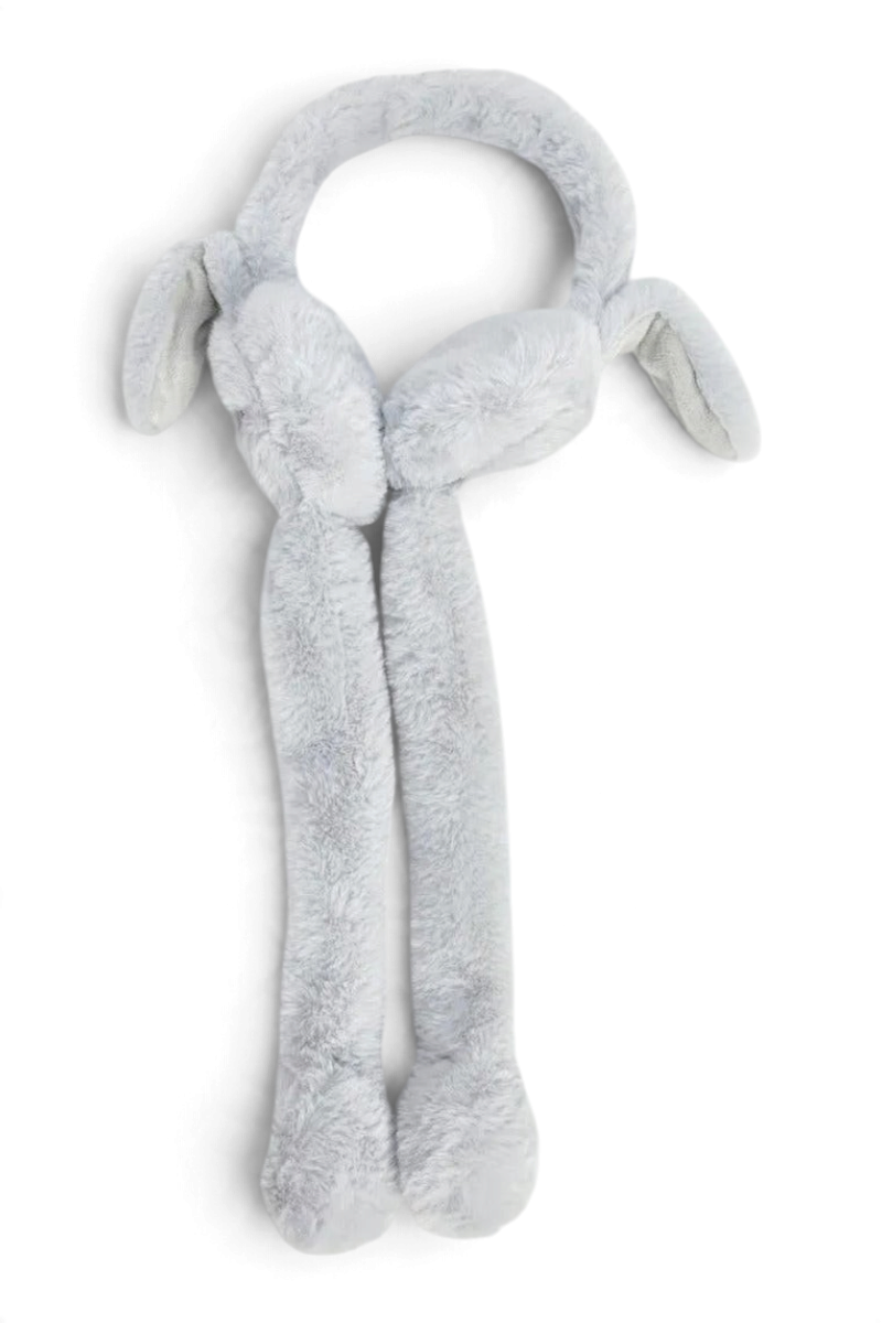 Sporline LC Waikiki çocuk açık gri peluş kulaklıklı saç bandı, yumuşak polyester dokulu ve uzun detaylı tasarım.