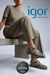Igor Kadın BB340 Biarritz Shiny Metal Sandalet - Gümüş Gri