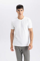 Defacto Erkek T-Shirt M6608Az - Ekru