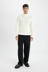 Defacto Erkek Pullover A9517Ax - Kırık Beyaz