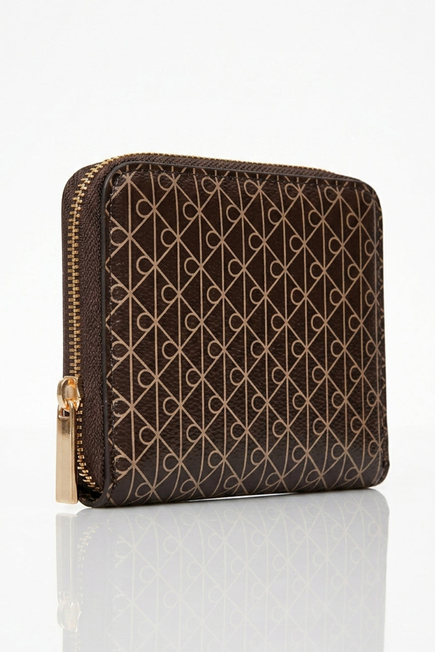 Calvin Klein Kadın EMBLEM AOP SQUARE ZIP AROUND LV04F1089G - Kahverengi