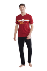 Sporline LC Waikiki kırmızı Galatasaray baskılı erkek kısa kollu pijama takımı