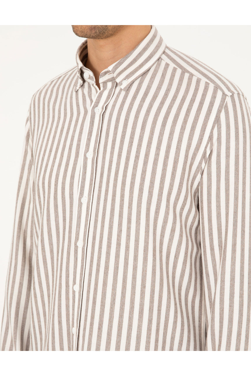 pierre cardin erkek dokuma gömlek 2021868 - Kahverengi
