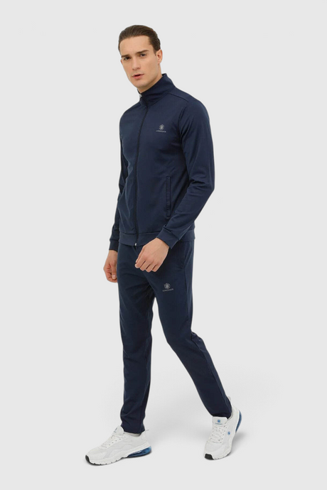 Sporline Lumberjack lacivert polyester erkek eşofman takımı, regular kesim, fermuarlı üst ve pantolon.