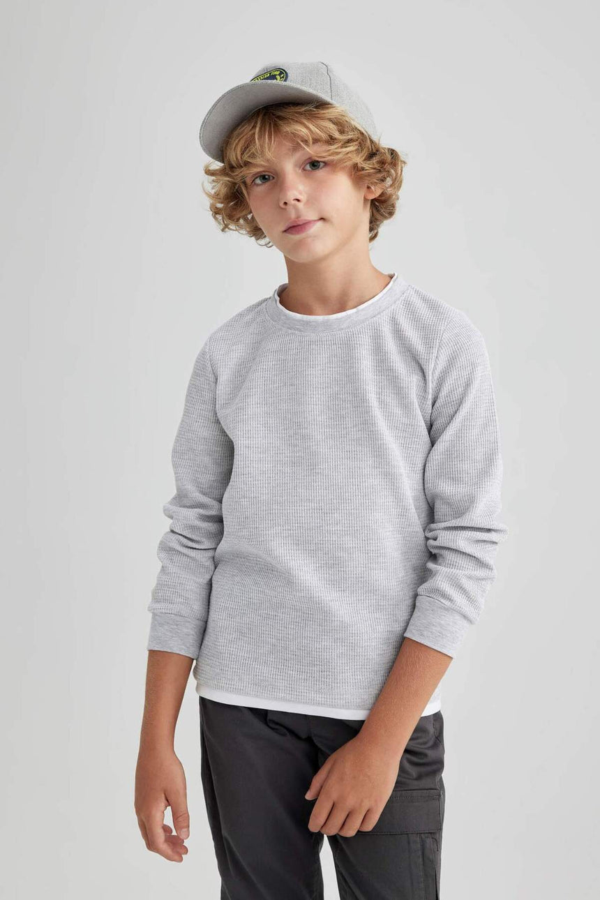 Defacto Çocuk Long Sleeve T-Shirt V1186A6 - Gri