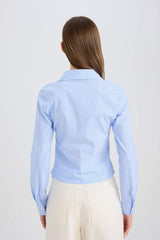 Defacto Kadın Long Sleeve Shirt D4013Ax - Mavi