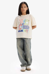 Defacto Çocuk Short Sleeve T-Shirt E0386A8 - Ekru