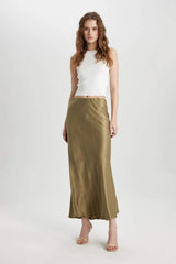 Defacto Kadın Woven Skirt B1867Ax - Açık Haki Yeşili