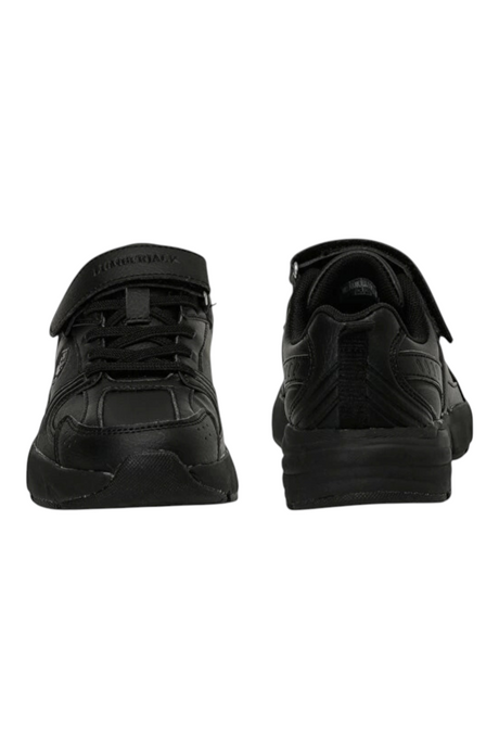 Sporline Lumberjack siyah çocuk sneaker, cırt cırtlı ve bağcıklı tasarıma sahip rahat tekstil spor ayakkabı.