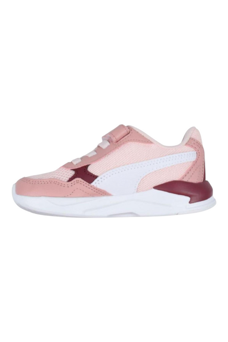 Sporline Puma X-Ray Speed Lite pembe ve beyaz çocuk spor ayakkabısı, cırt cırtlı tasarım ve file detaylı yapı.