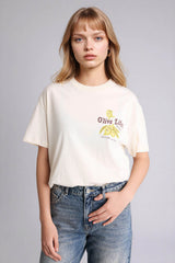 Defacto Kadın Short Sleeve T-Shirt G2471AX - Ekru