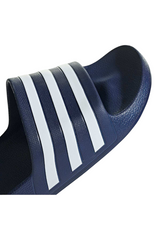 Sporline adidas Adilette Aqua koyu mavi ve beyaz detaylı unisex suni deri terlik