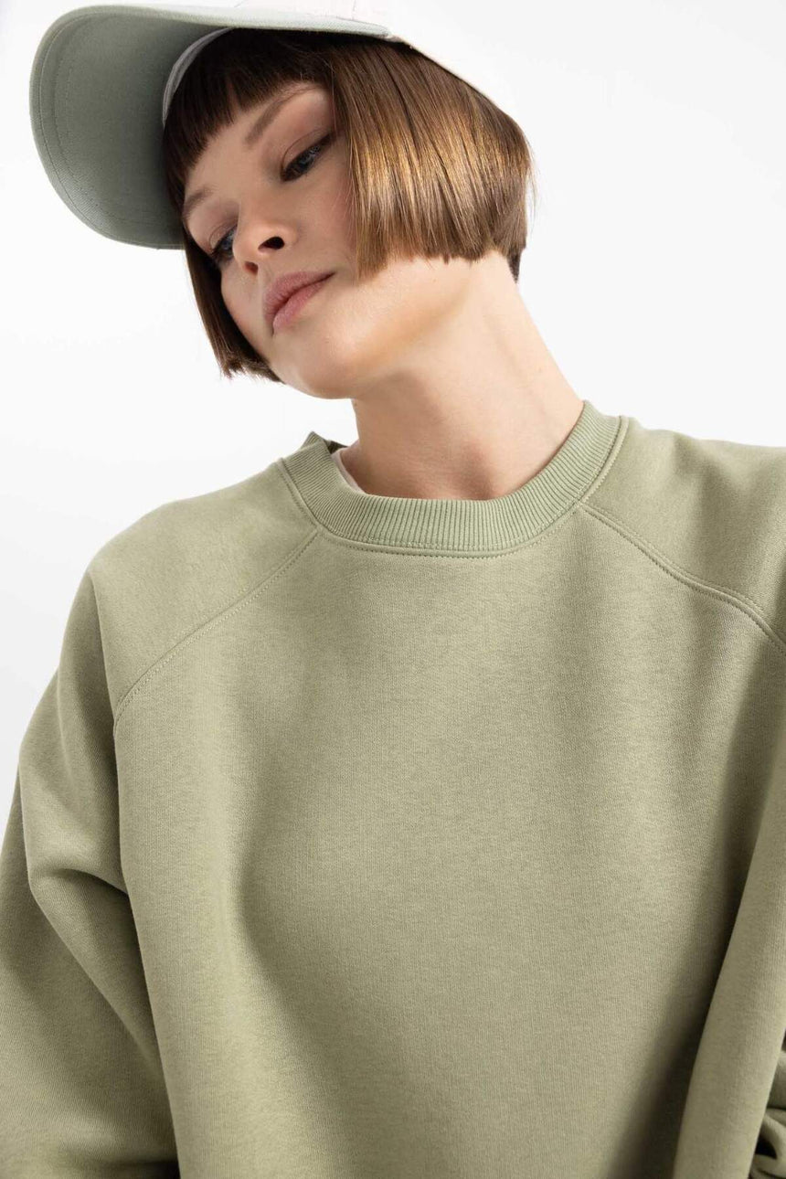 Defacto Kadın Sweat Shirt V2697AZ - Açık Haki Yeşili