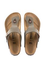 Sporline Birkenstock Ramses erkek deri parmak arası terlik, kahverengi kum beji renginde, mantar tabanlı tasarım.