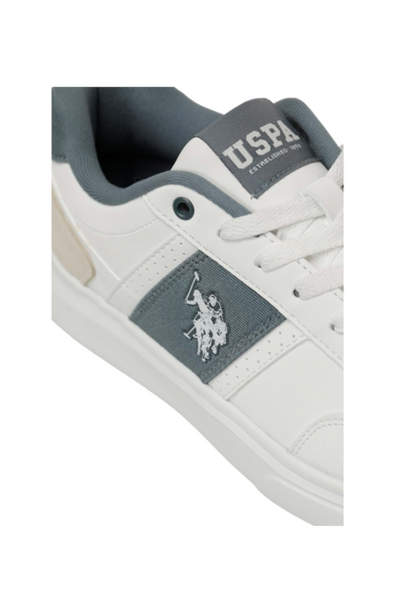 Sporline U.S. Polo Assn. beyaz tekstil erkek yürüyüş ayakkabısı, yan kısımda gri logo detayı ile