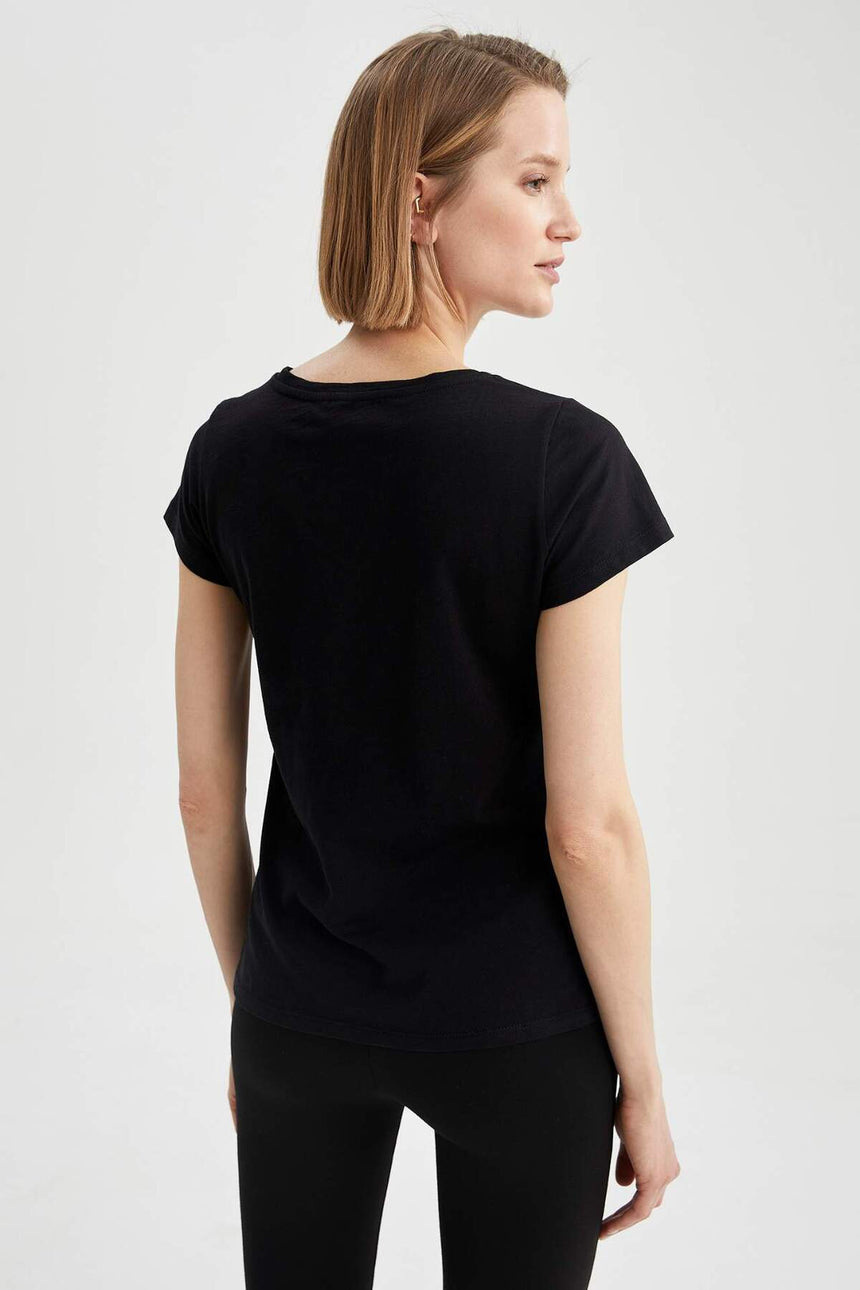 DeFacto K5057AZ Kadın T-Shirt - Siyah