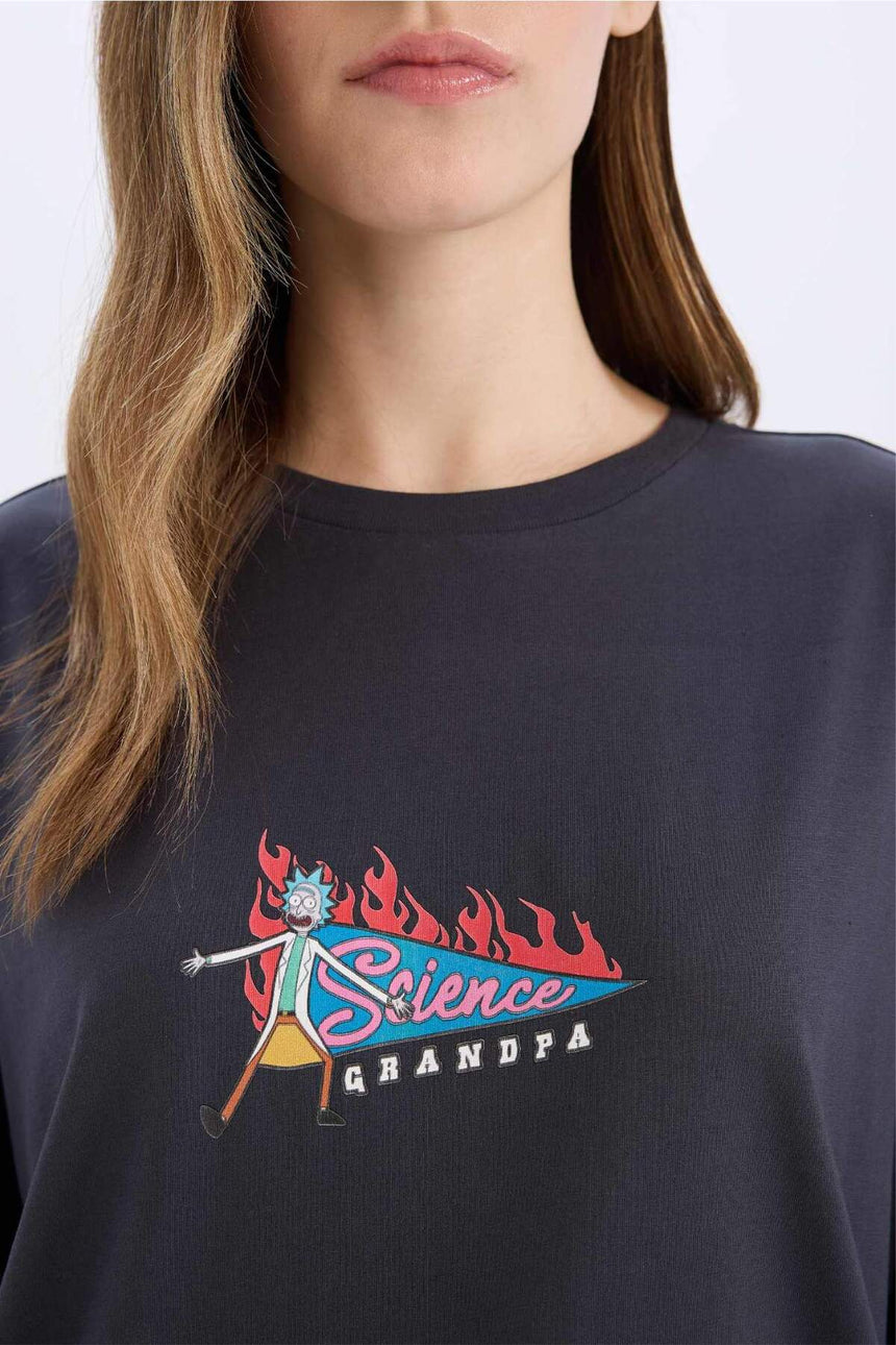 DeFacto D9127AX Kadın T-Shirt - Antrasit