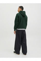 JACK&JONES PLUS JJESOHO SWEAT HOOD NOOS PLS 12279516 - Koyu Yeşil