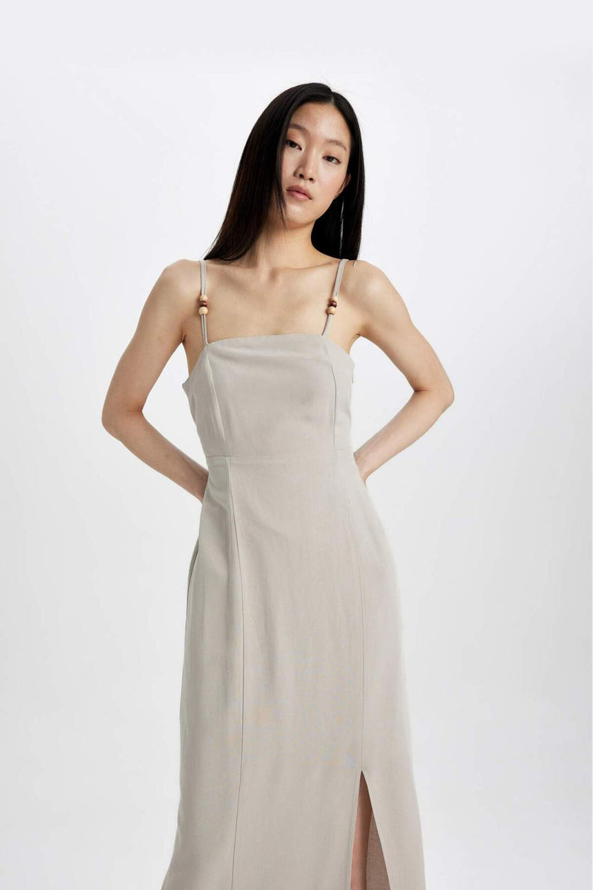 Defacto Kadın Short Sleeve Woven Dress C6130Ax - Kahverengi / Kum Beji