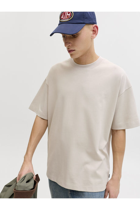 JACK&JONES JJEBARRON TEE SS O-NECK NOOS 12298906 - Bej/ Açık Gri