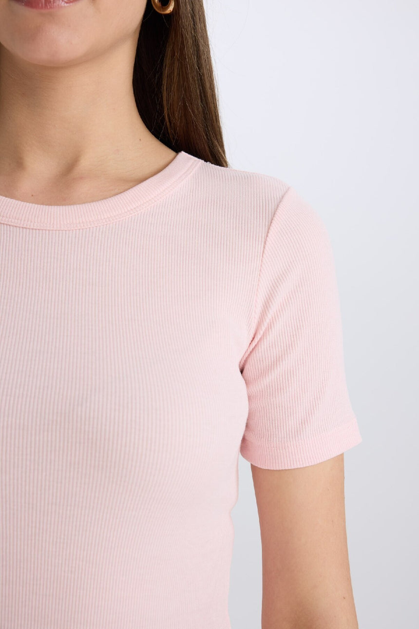 Defacto Kadın Short Sleeve T-Shirt C0097Ax - Açık Pembe