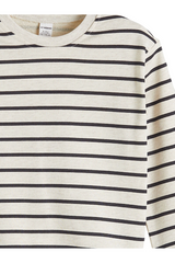 Sporline LC Waikiki gri ve beyaz çizgili, bisiklet yaka, pamuk karışımlı çocuk sweatshirt