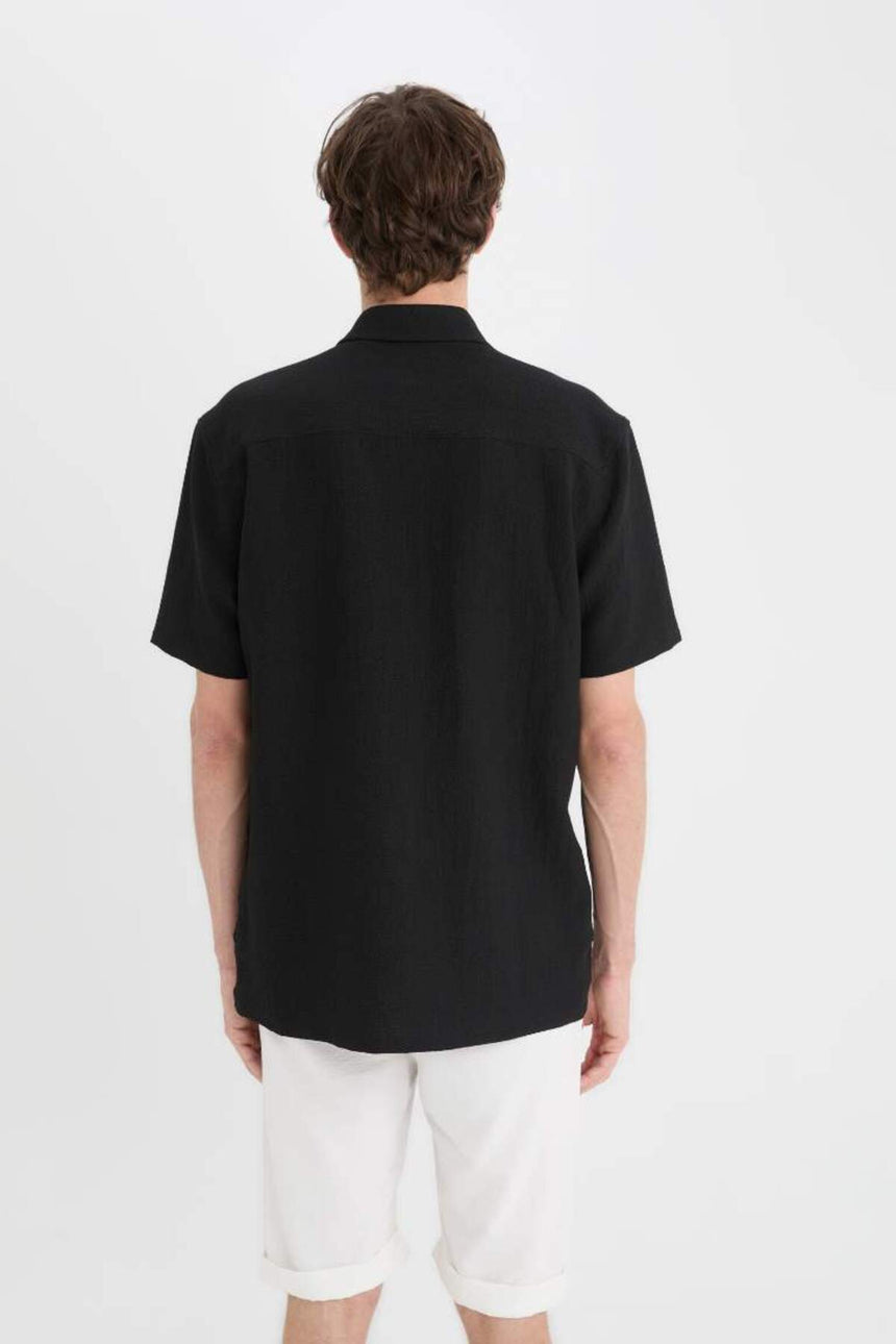 Defacto Erkek Short Sleeve Shirt E1223Ax - Siyah