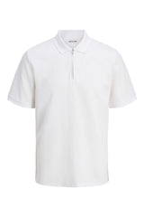 JACK&JONES JJEAUSTIN ZIP POLO SS NOOS 12279177 - Beyaz