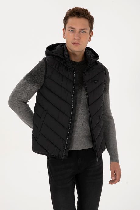 US POLO ASSN ERKEK DOKUMA YELEK 2246383 - Siyah