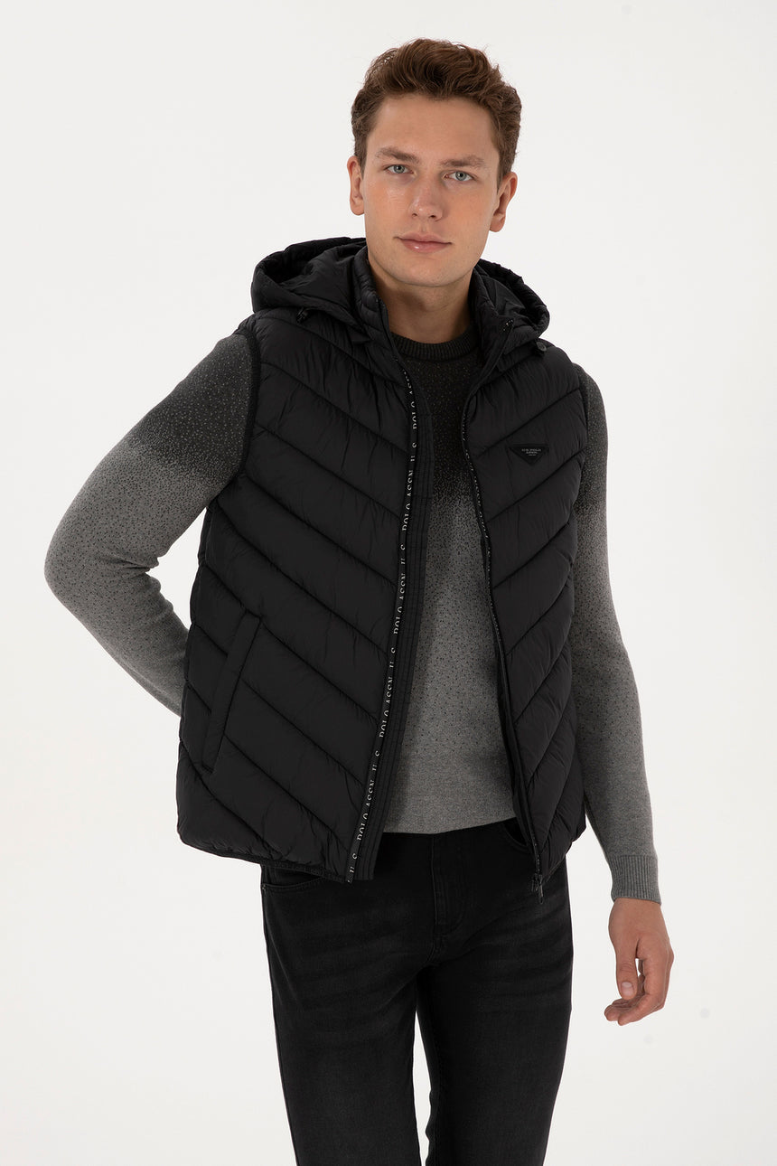 US POLO ASSN ERKEK DOKUMA YELEK 2246383 - Siyah