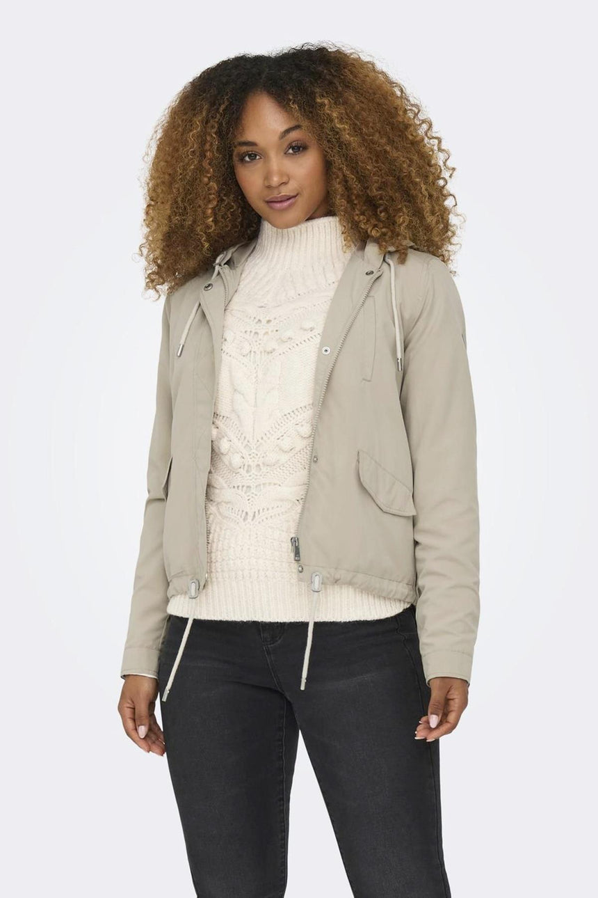 Only 15218613 ONLSKYLAR HOOD SPRING JACKET - Beyaz