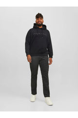 Jack & Jones Star Erkek Büyük Beden Kapüşonlu Sweatshirt 12243527 - Siyah
