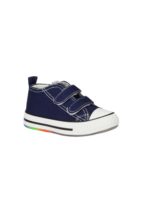 Sporline Vicco lacivert keten çocuk sneaker, cırt cırtlı kapama ve renkli taban detaylı