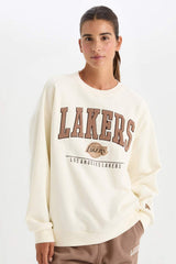 DeFacto Kadın Sweatshirt A9550AX - Ekru