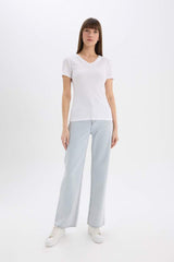 Defacto Kadın Short Sleeve T-Shirt İ1080Az - Beyaz