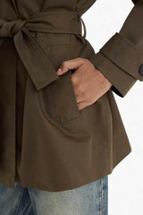 Defacto Kadın Trenchcoat E8582AX - Koyu Yeşil