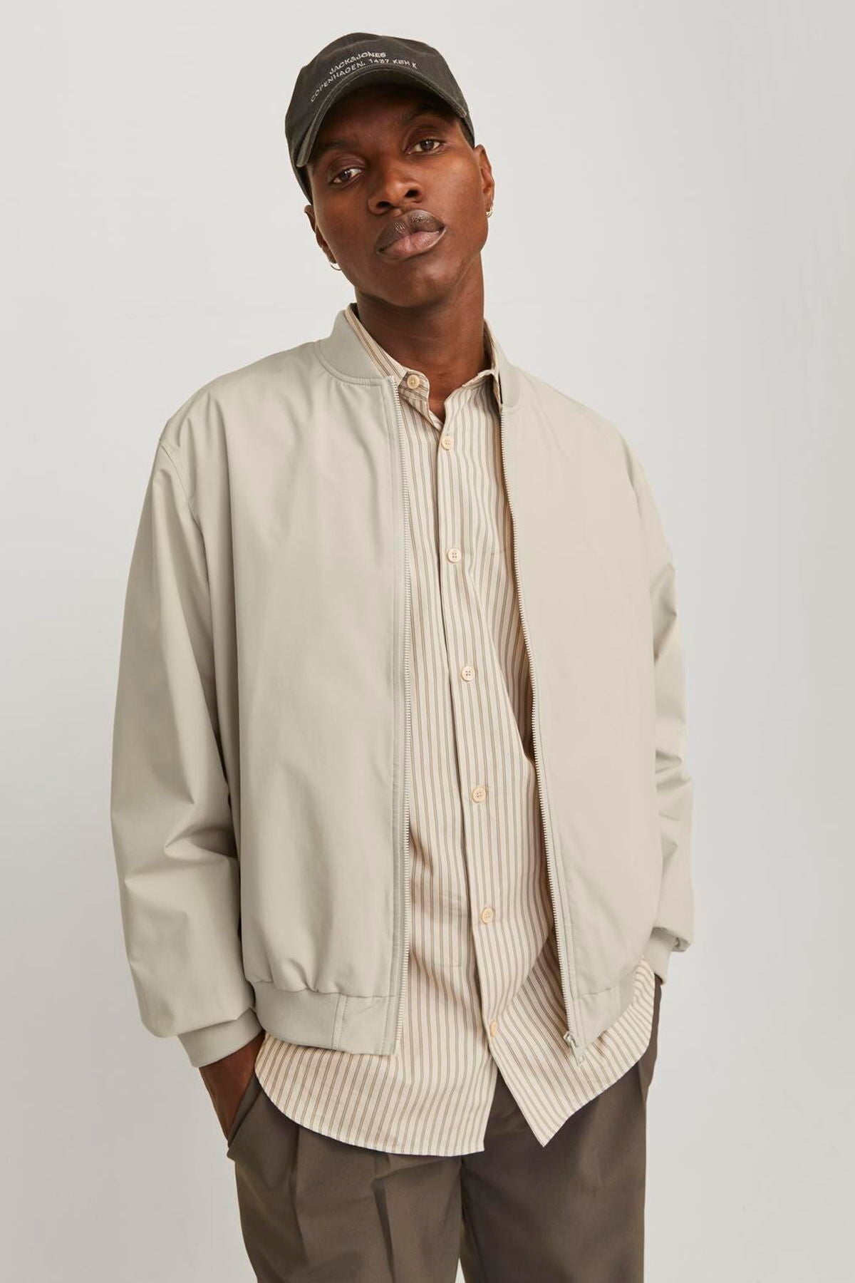 Jack & Jones Charge Erkek Bomber Ceket 12288895 - Bej / Açık Gri