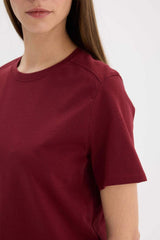 Defacto Kadın Short Sleeve T-Shirt A9428Ax - Bordo