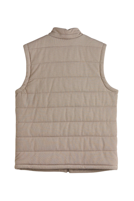 Sporline LC Waikiki gri kahverengi renkli, %100 polyester dolgulu erkek şişme yelek arka görünümü