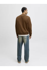 JACK&JONES JJEBRADLEY SWEAT CREW NOOS 12249341 - Kahverengi/ Turuncu