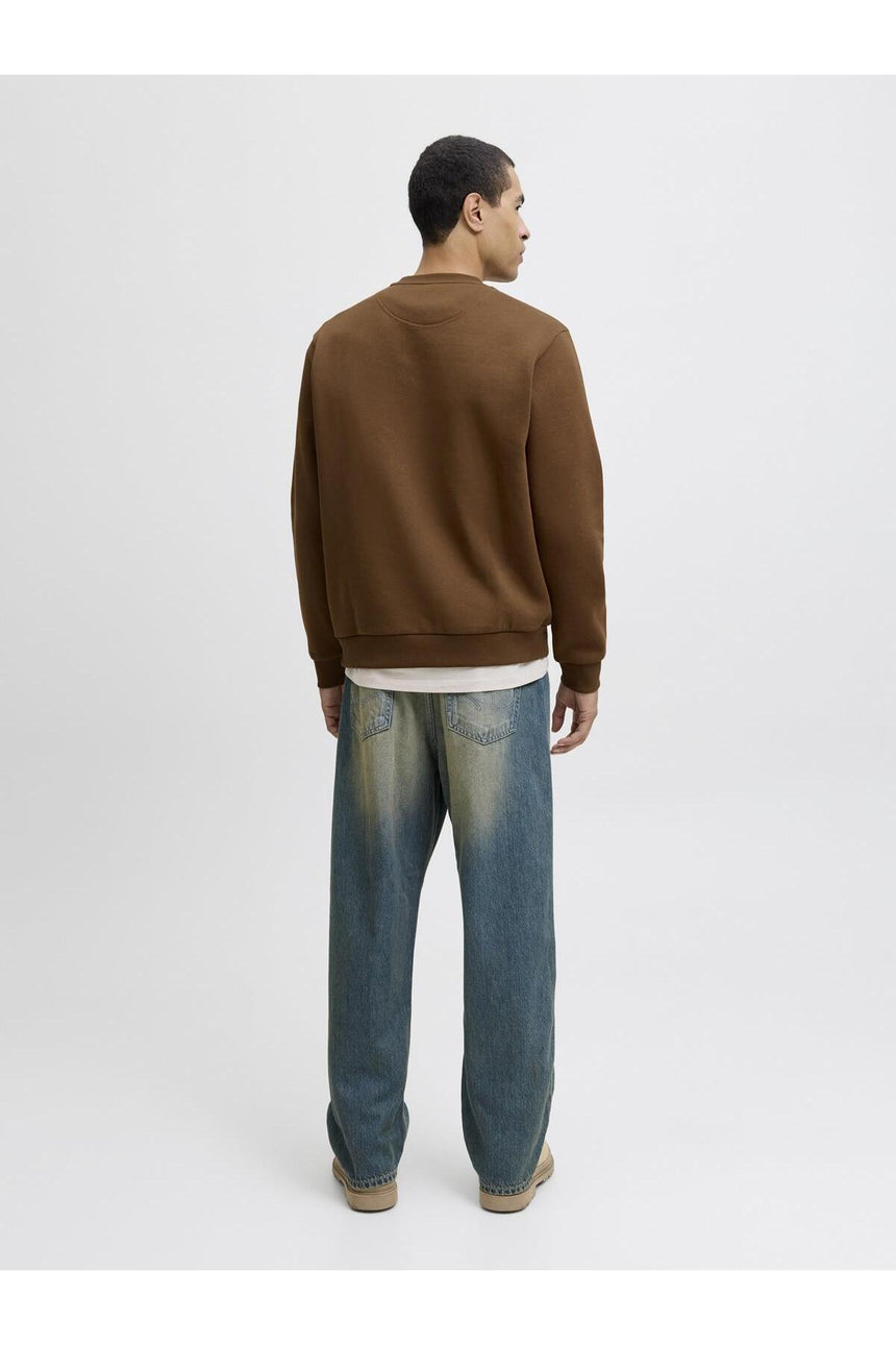 JACK&JONES JJEBRADLEY SWEAT CREW NOOS 12249341 - Kahverengi/ Turuncu