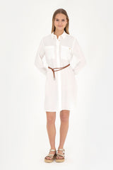 US POLO ASSN BAYAN DOKUMA ELBİSE 1864246 - Ekru