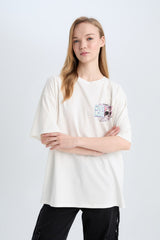 Defacto Kadın Short Sleeve T-Shirt E0668Ax - Kırık Beyaz