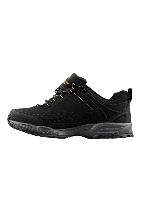 Sporline Lumberjack Flake siyah deri ve tekstil erkek outdoor ayakkabı, yan profil görünümü.