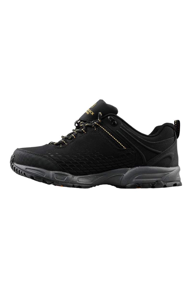 Sporline Lumberjack Flake siyah deri ve tekstil erkek outdoor ayakkabı, yan profil görünümü.